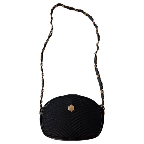 RARE Vintage Revillon French Oval Quilted Leather Antique 80s Handbag - Picture 3 of 10